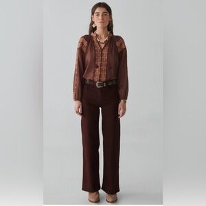 MAISON HOTEL Paula Pant‎ In Brick Brown Size Large NWT